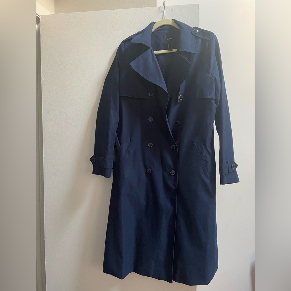 Forever 21 Navy Blue Trench Coat in size Medium